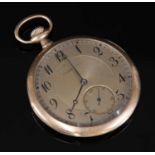 A gold top wind open-faced pocket watch,