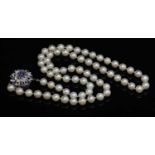 A single row uniform cultured pearl necklace,
