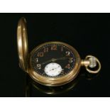 A rolled gold Rolex side wind hunter pocket watch, c.1948,