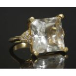 An Italian gold rock crystal and diamond ring,