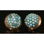 A pair of Victorian turquoise cabochon domed earrings,