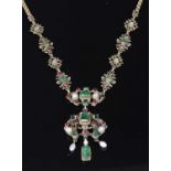 An early 20th century Austro-Hungarian silver gilt gem set necklace, c.1905,