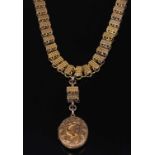 A late Victorian gold two row necklace,