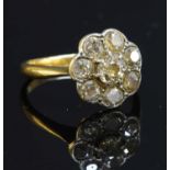 A gold diamond cluster ring,