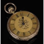 An 18ct gold top wind, open faced fob watch,