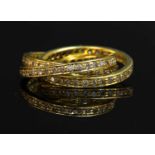 A gold diamond set Russian wedding ring,