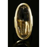 A Continental gold single stone smoky quartz ring, c.1970,