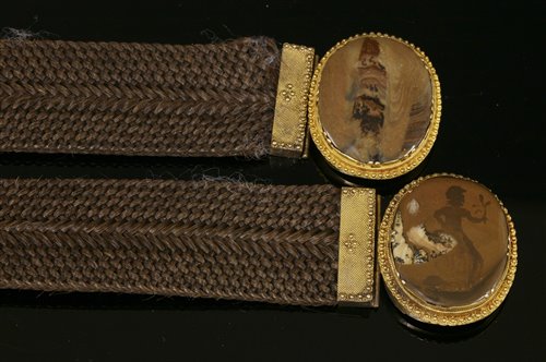 A pair of Regency gold-mounted woven hair bracelets, - Image 2 of 2