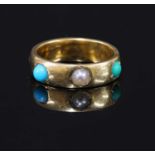 A gold shallow 'D' section band ring,