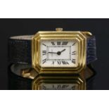 A ladies' 18ct gold Cartier mechanical strap watch,
