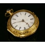 A gilt metal and gold cased pocket watch,