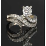 An 18ct white gold single stone diamond ring,