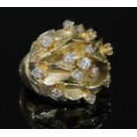 A Continental gold diamond bombé dress ring,