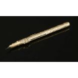 A Victorian gold-cased dip pen/pencil,