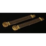 A pair of Regency gold-mounted woven hair bracelets,