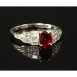 An Art Deco-style unheated ruby and diamond ring,