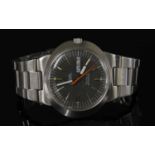 A gentlemen's stainless steel Omega Geneve Dynamic automatic day date bracelet watch, c.1970,