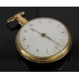 An 18ct gold key wound open faced pocket watch,