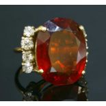 An American single stone garnet ring,