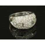 An Italian white gold diamond bombé ring,