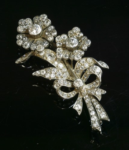 A Victorian diamond set spray brooch, c.1890,