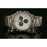 A gentlemen's stainless steel Breitling Jupiter Pilot Navitimer Chronograph quartz bracelet watch,