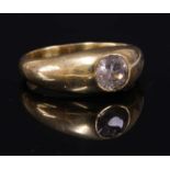 A gentlemen's single stone zircon gold ring, c.1900,