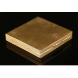 A 9ct gold square flat section hinged powder compact,