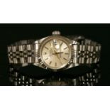 A ladies' stainless steel Rolex Oyster Perpetual Datejust automatic bracelet watch,