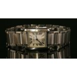 A ladies' stainless steel Cartier Tank Française quartz bracelet watch, c.2001,