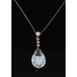 A cased aquamarine, diamond and pearl Edna May pendant, c.1915,