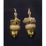 A pair of Victorian gold acorn drop earrings,