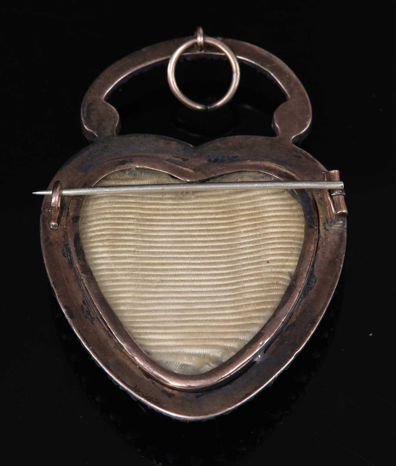 A Victorian gold and silver, split pearl, padlock form brooch pendant, - Image 2 of 2