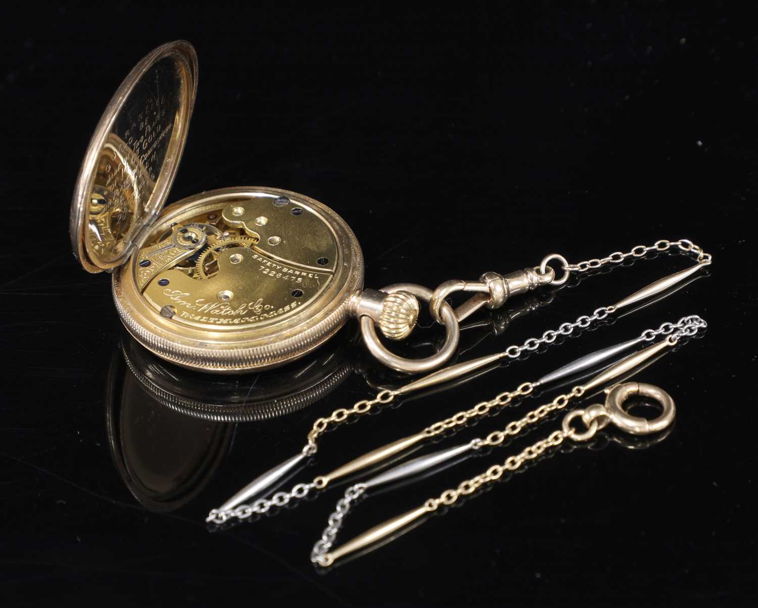 A rolled gold open-faced fob watch, - Image 2 of 2