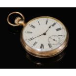 A gold top wind pin set open-faced pocket watch,