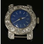 A ladies' platinum diamond set mechanical cocktail watch,