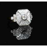 An Art Deco-style 18ct yellow and white gold diamond cluster ring,