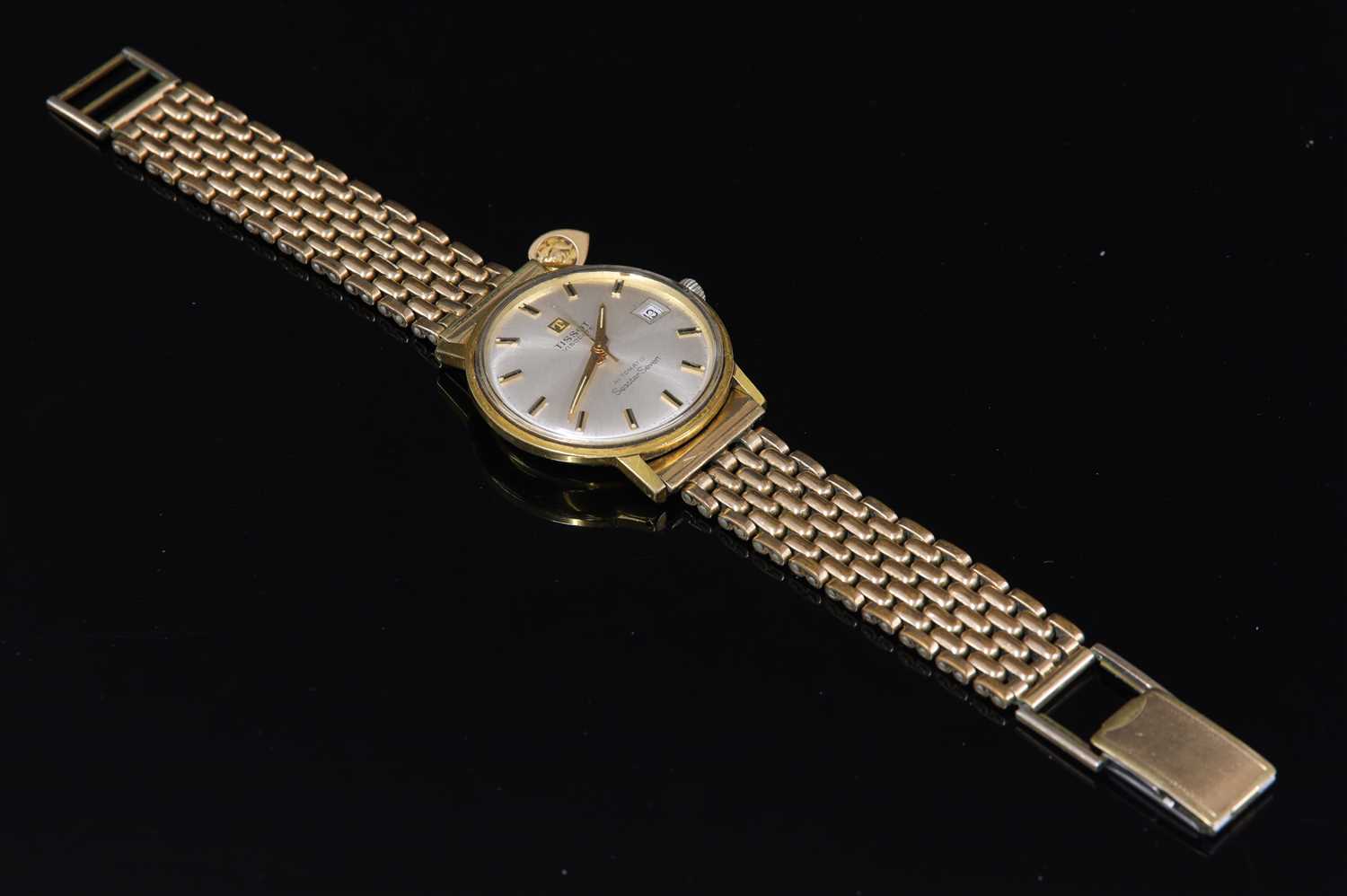 A gentlemen's gold plated Tissot Visodate Seastar Seven automatic strap watch,