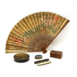 A late 19th century hand painted fan,