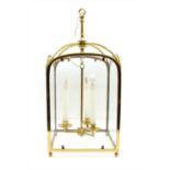 A modern brass three light hall lantern,