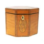 A George III satinwood tea caddy,