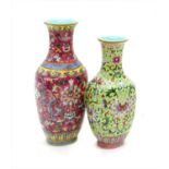 A Chinese famille rose double vase,