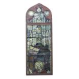 A large stained and leaded glass window,