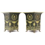 A pair of toleware jardinières,