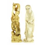 Two Japanese carved ivory figures,