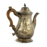 A George II silver hot water pot,