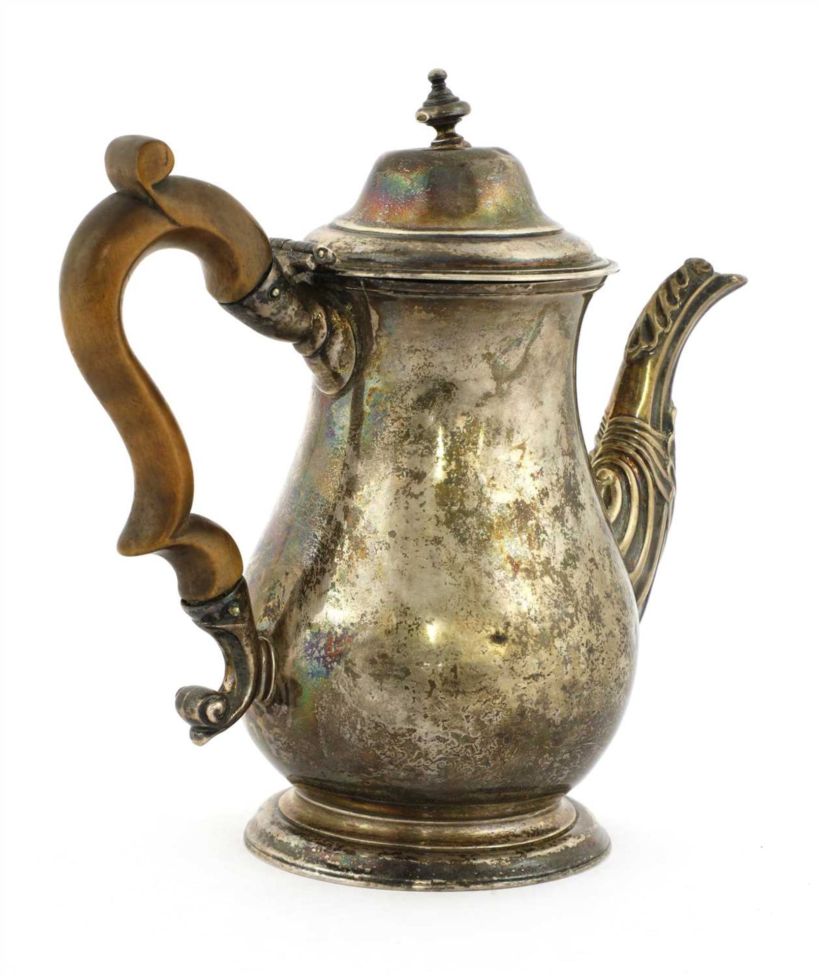 A George II silver hot water pot,