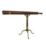 A lacquered brass and mahogany table telescope,