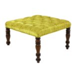 A Victorian mahogany square footstool,