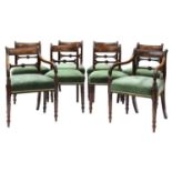 A set of eight Regency mahogany dining chairs,